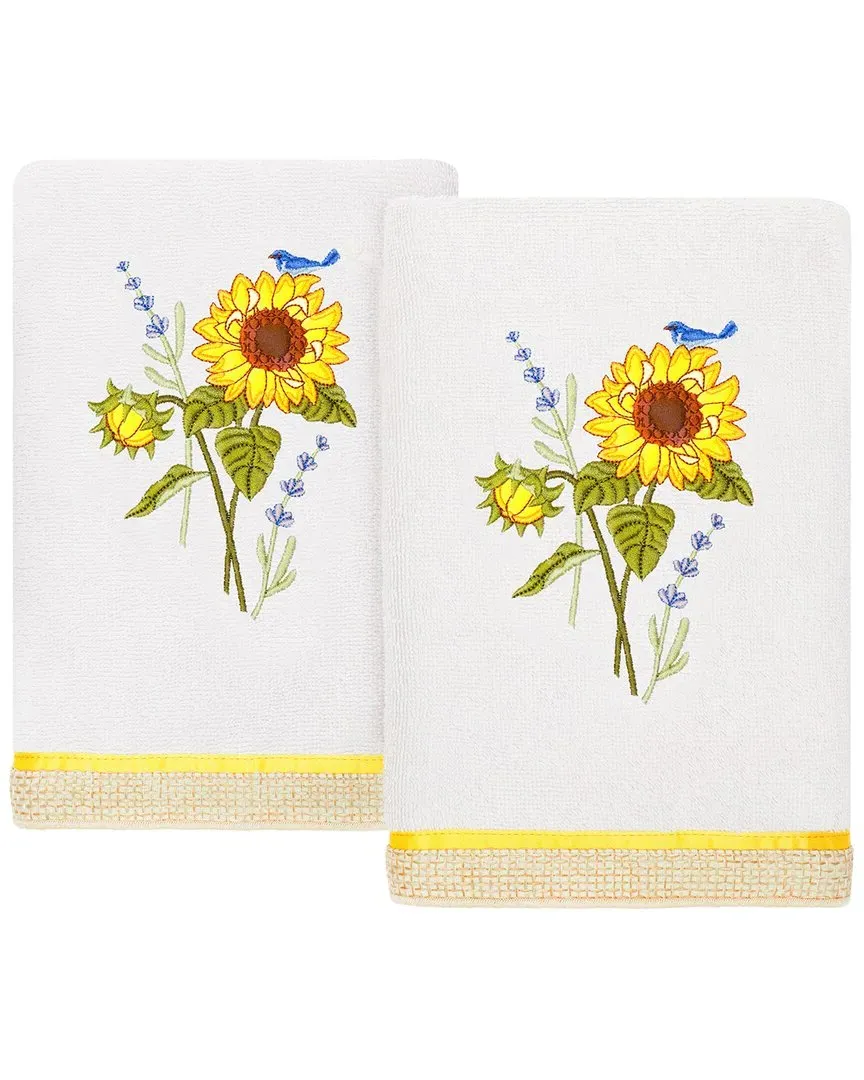 Girasol 2pc Embellished Hand Towel Set - Silver, Turkish Cotton