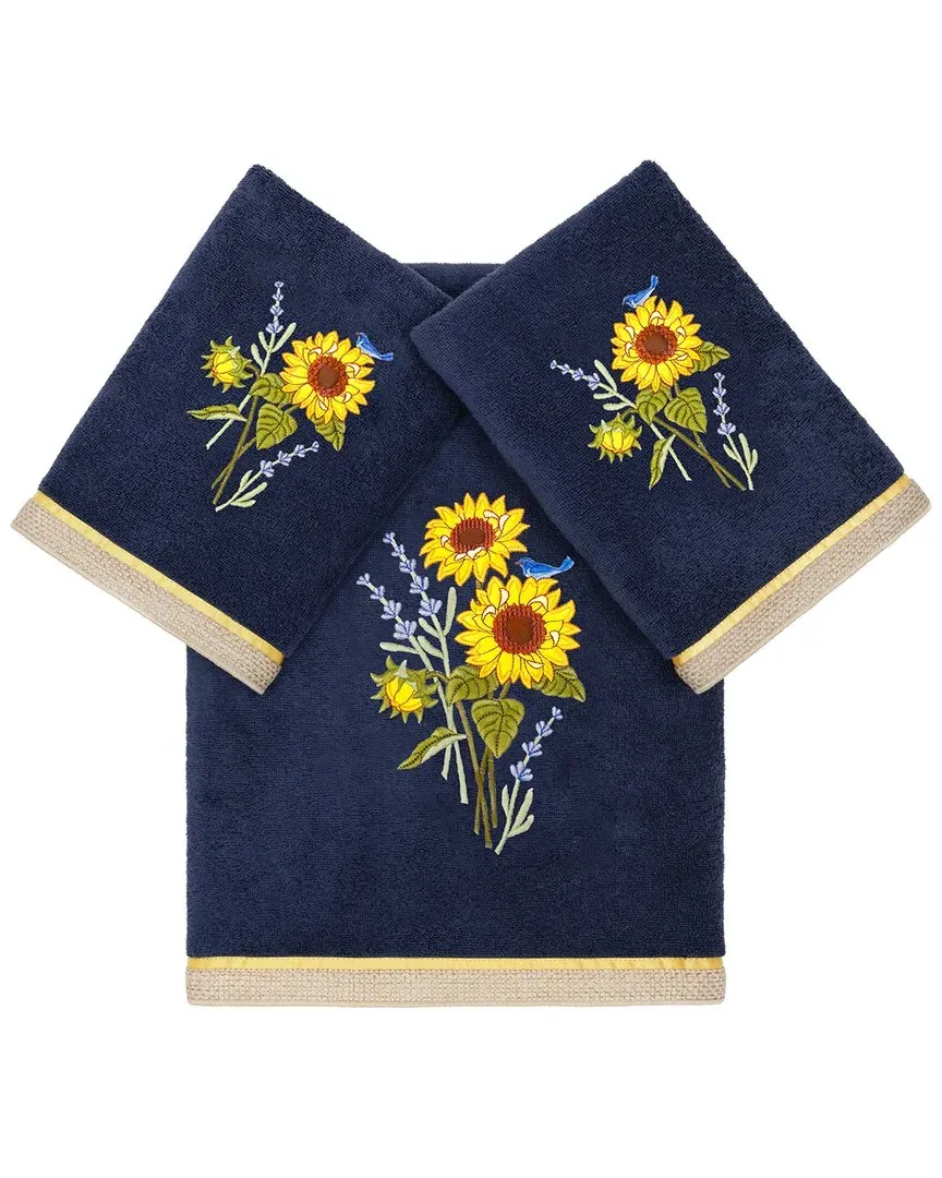 Girasol 3pc Embellished Bath & Hand Towel Set - Blue, Cotton