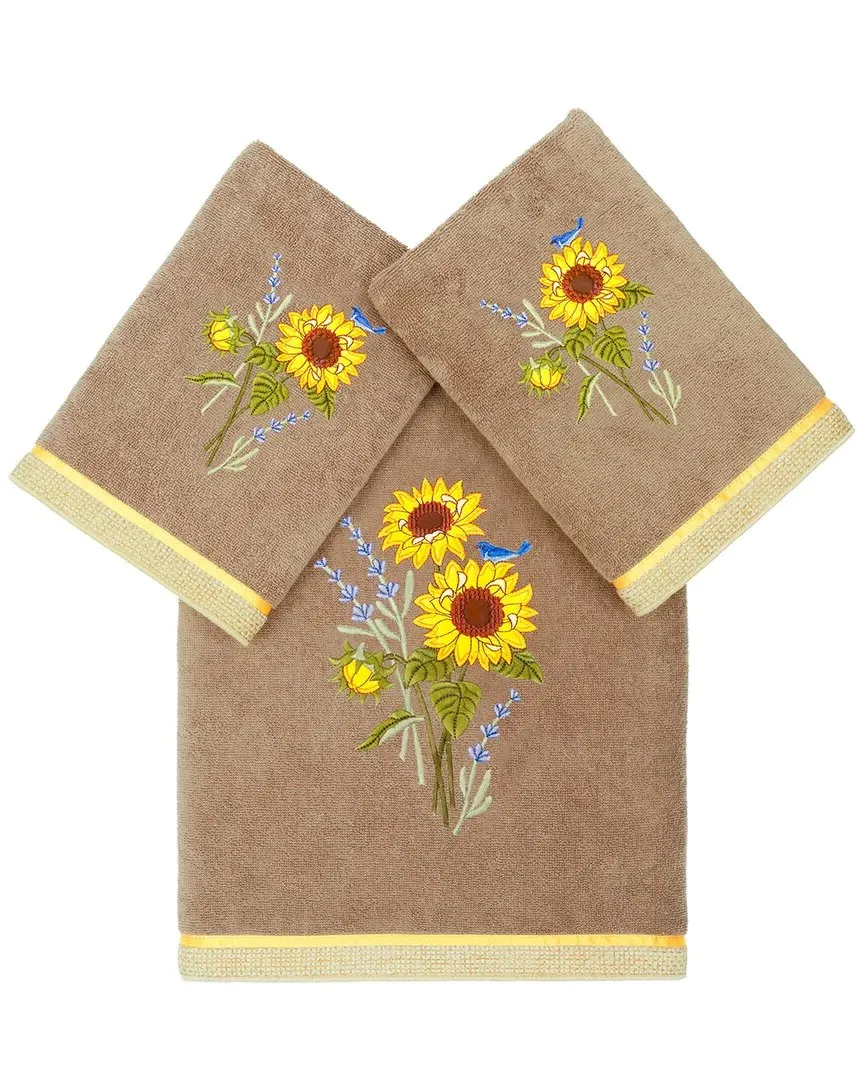 Girasol 3pc Embellished Bath & Hand Towel Set - Brown, Cotton