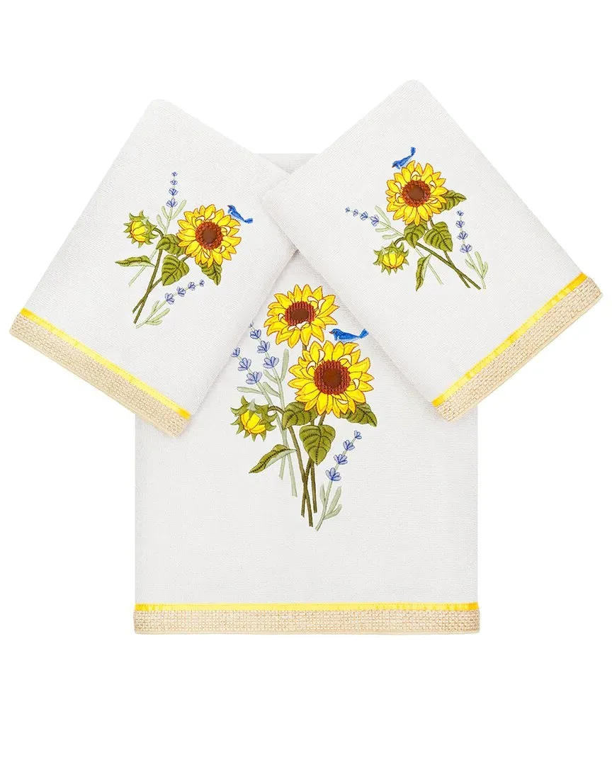 Girasol 3pc Embellished Bath & Hand Towel Set - Silver, Cotton