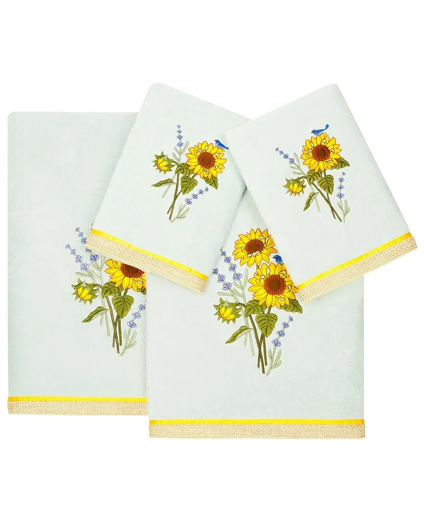Girasol 4pc Embellished Towel Set - Aqua, Turkish Cotton image