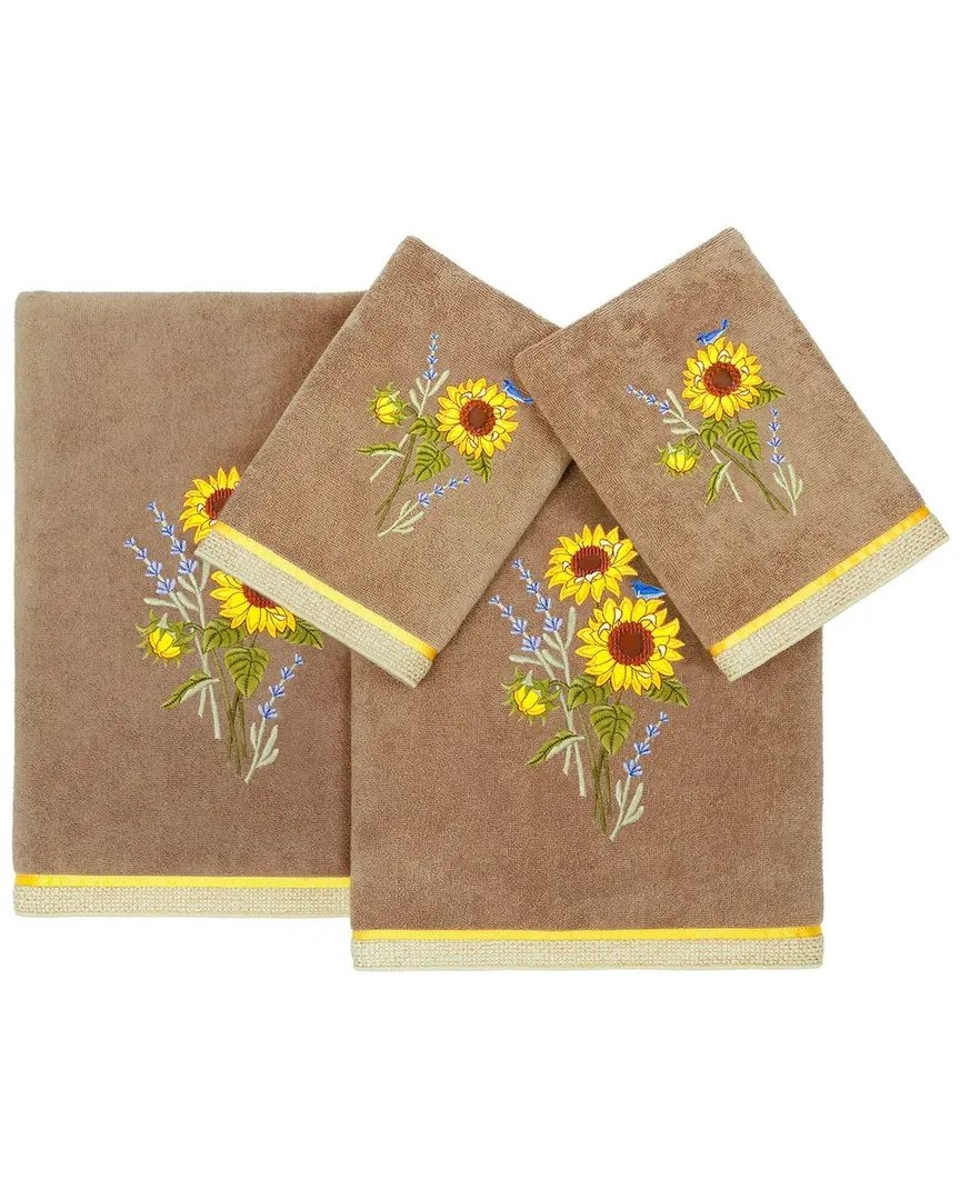 Girasol 4pc Embellished Towel Set - Brown, Turkish Cotton