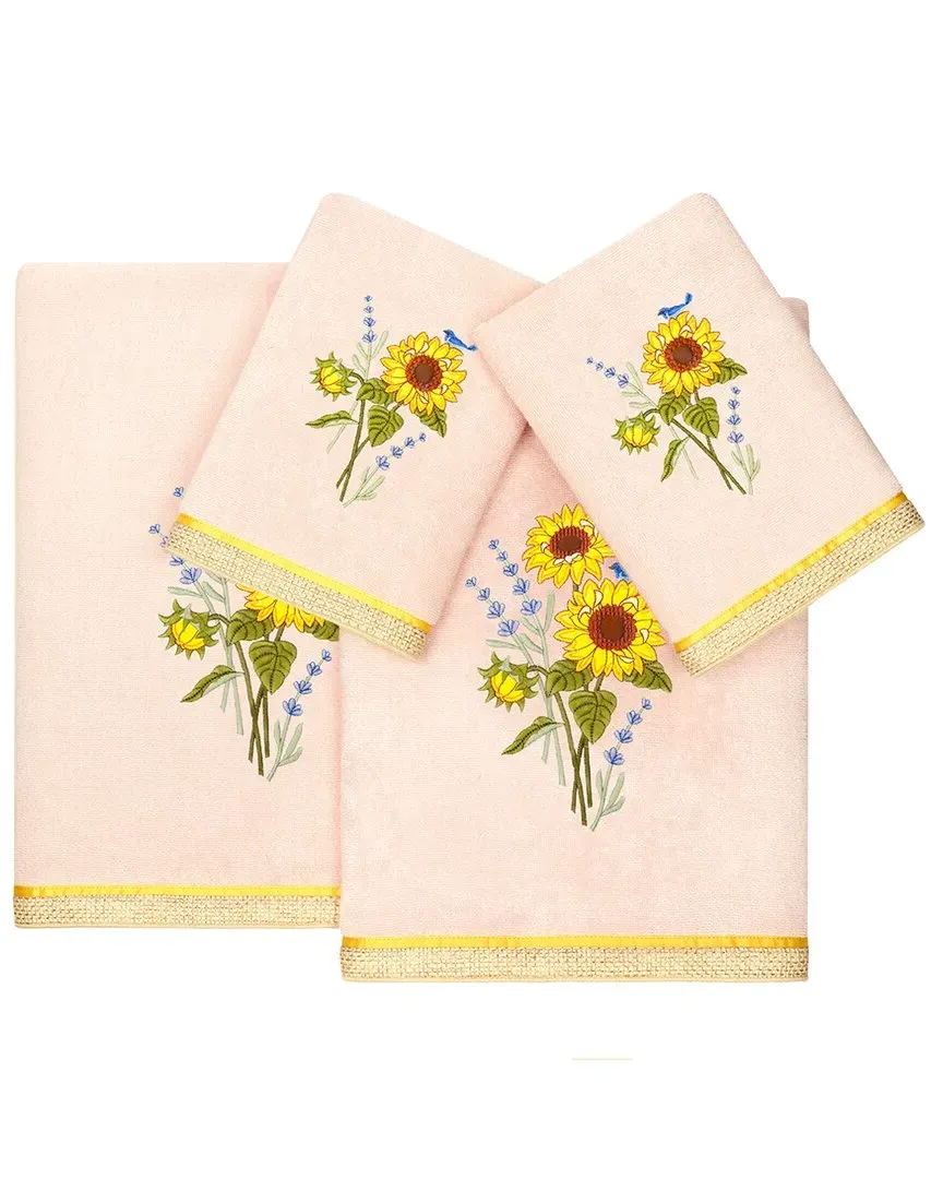 Girasol 4pc Embellished Towel Set - Pink, Turkish Cotton