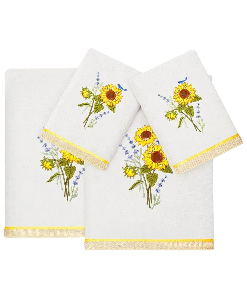 Girasol 4pc Embellished Towel Set - Silver, Turkish Cotton