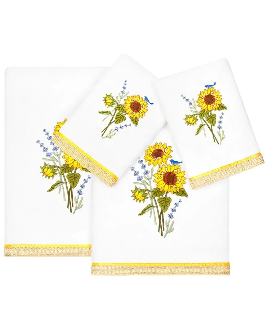 Girasol 4pc Embellished Towel Set - White, Turkish Cotton
