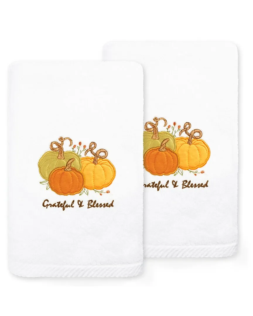 Grateful & Blessed Hand Towel - White, Turkish Cotton