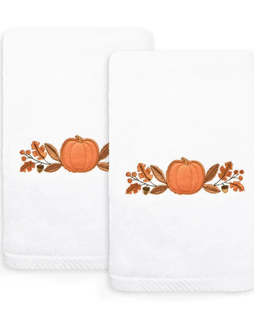 Harvest Bounty Hand Towel with Embroidered Design - White, Turkish Cotton
