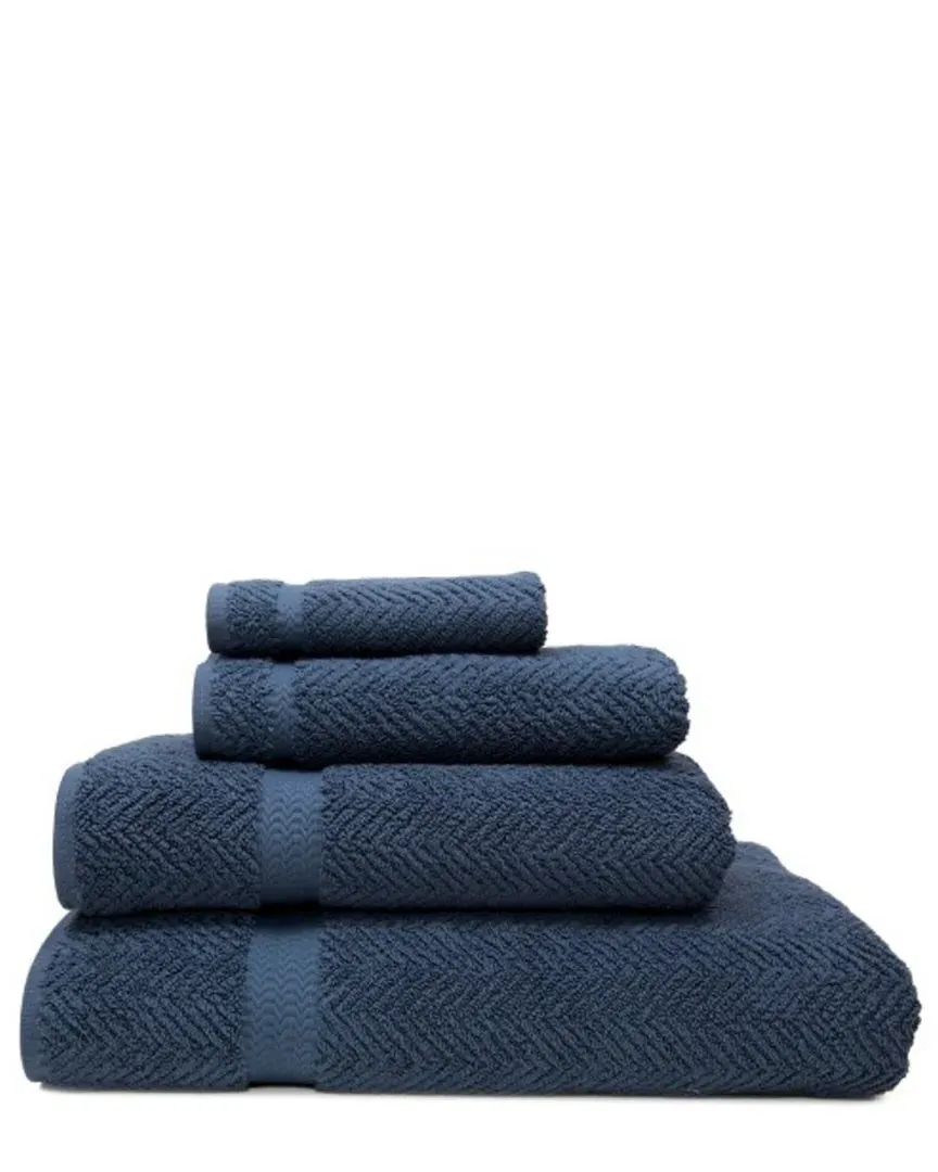 Herringbone 4pc Towel Set - Blue, Turkish Cotton image