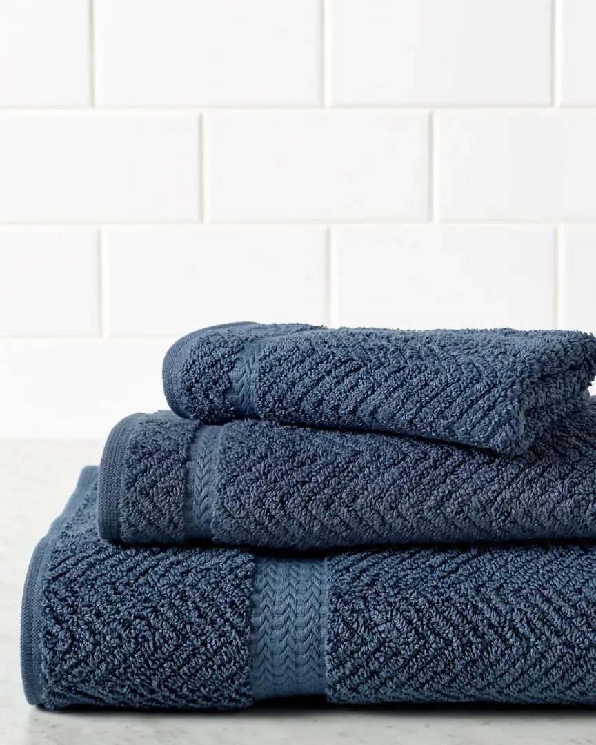 Herringbone Weave 3pc Towel Set - Midnight Blue, Cotton