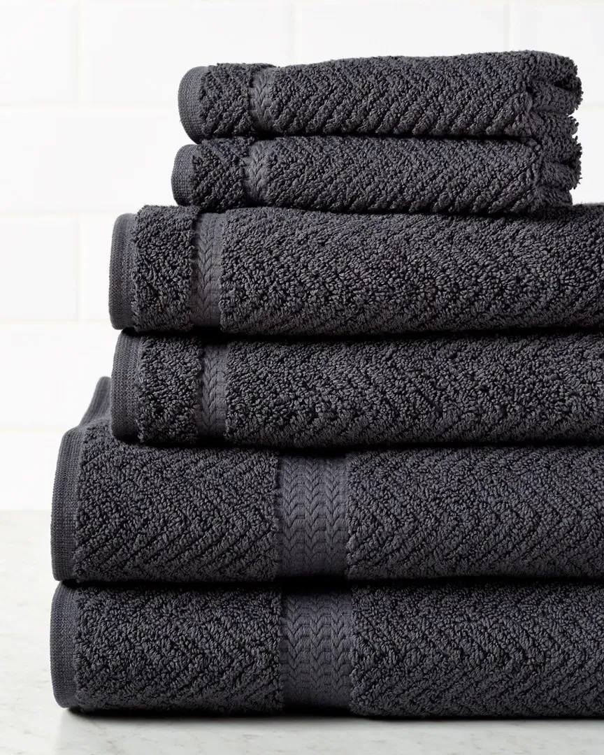 Herringbone Weave 6pc Towel Set - Grey, Cotton image