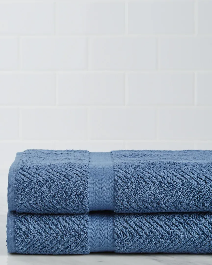 Herringbone Weave Set of 2 Bath Towels - Midnight image