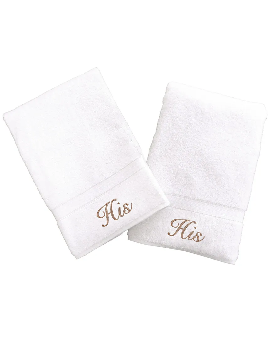 His And His 2Pc Hand Towel Set - White, Turkish Cotton image