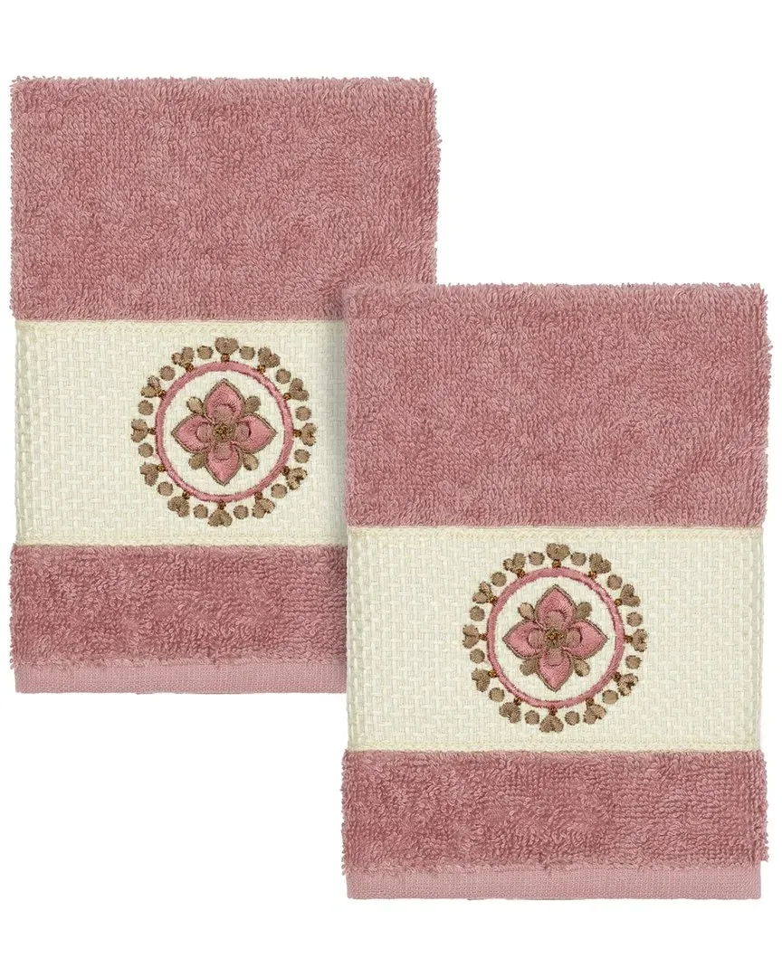Isabelle 2pc Embellished Washcloth Set - Tea Rose, Turkish Cotton