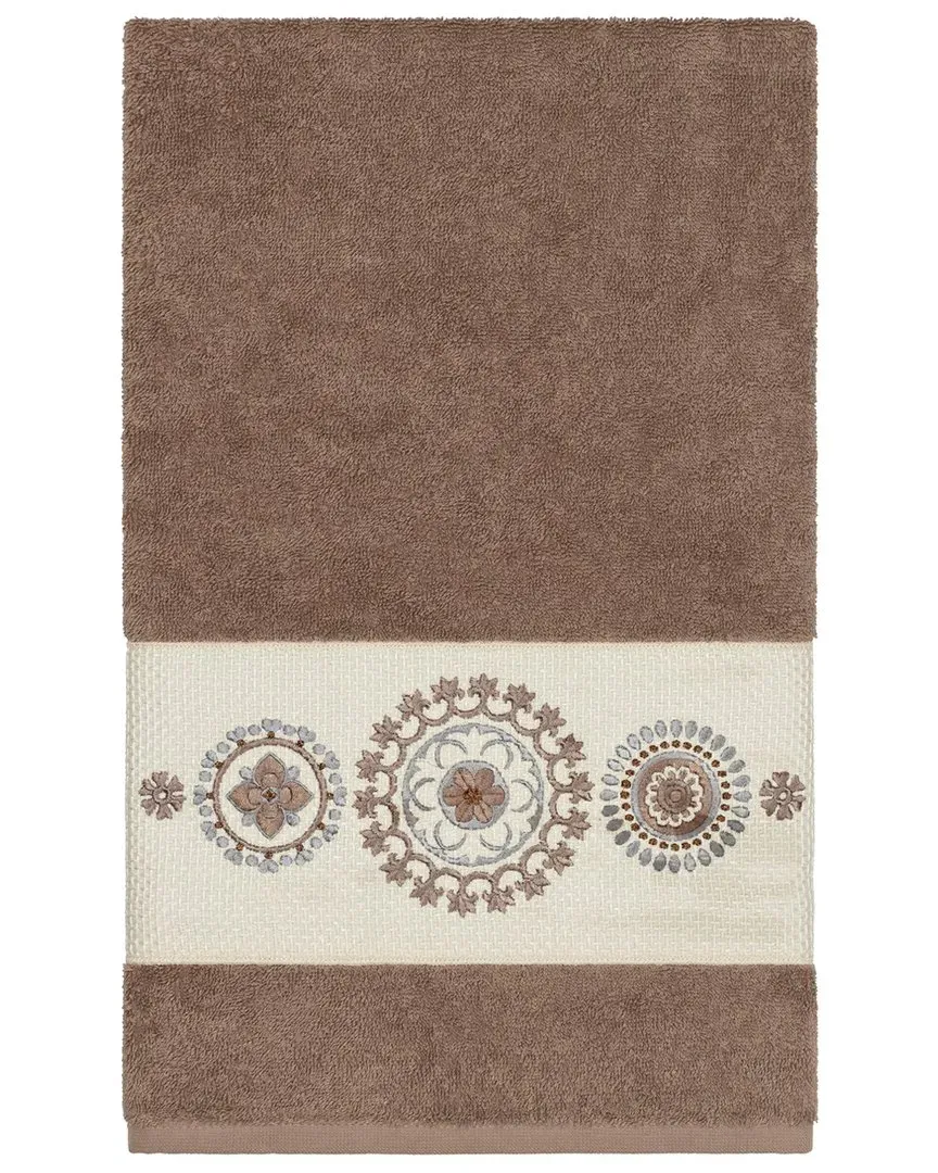 Isabelle Turkish Cotton Embellished Bath Towel - Latte