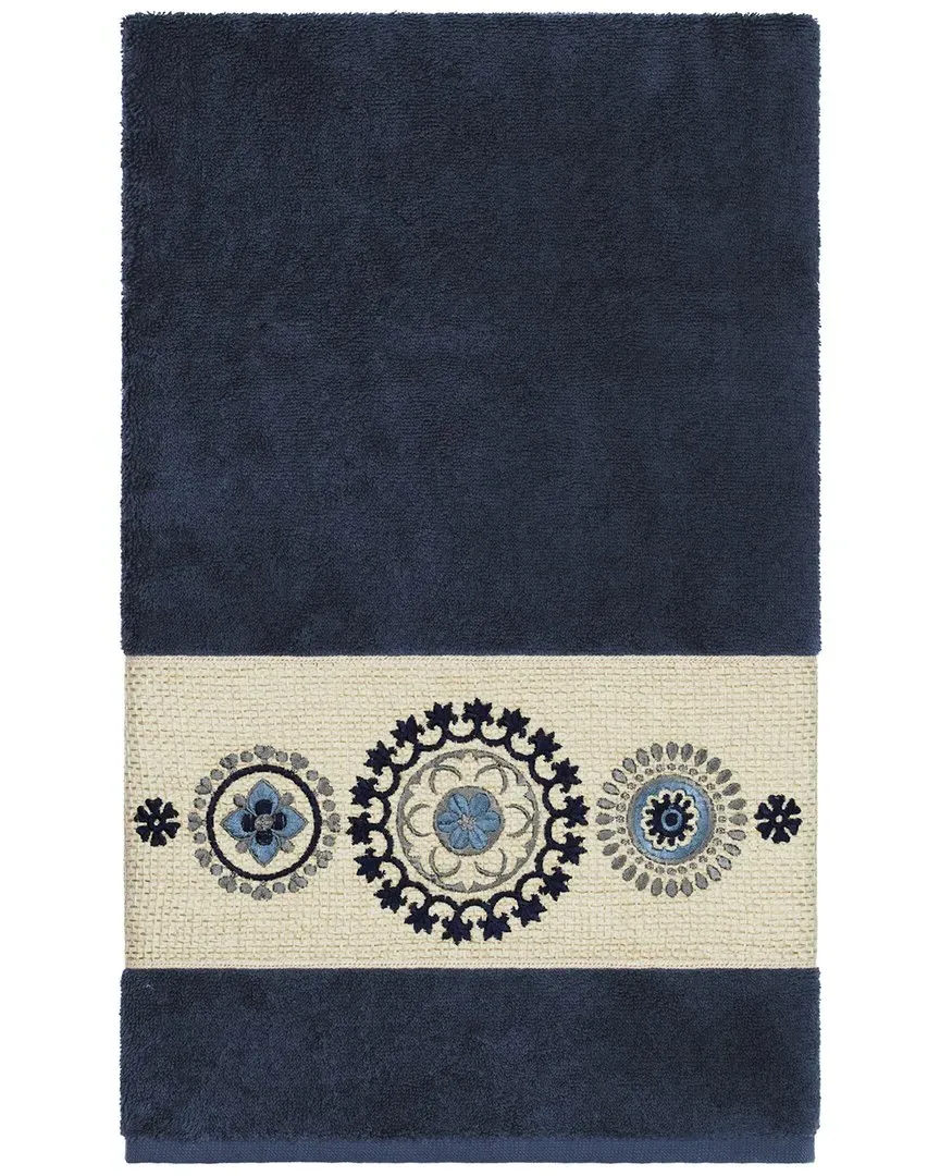 Isabelle Turkish Cotton Embellished Bath Towel - Navy