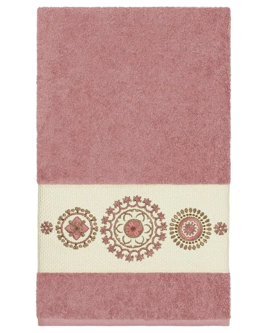 Isabelle Turkish Cotton Embellished Bath Towel - Tea Rose