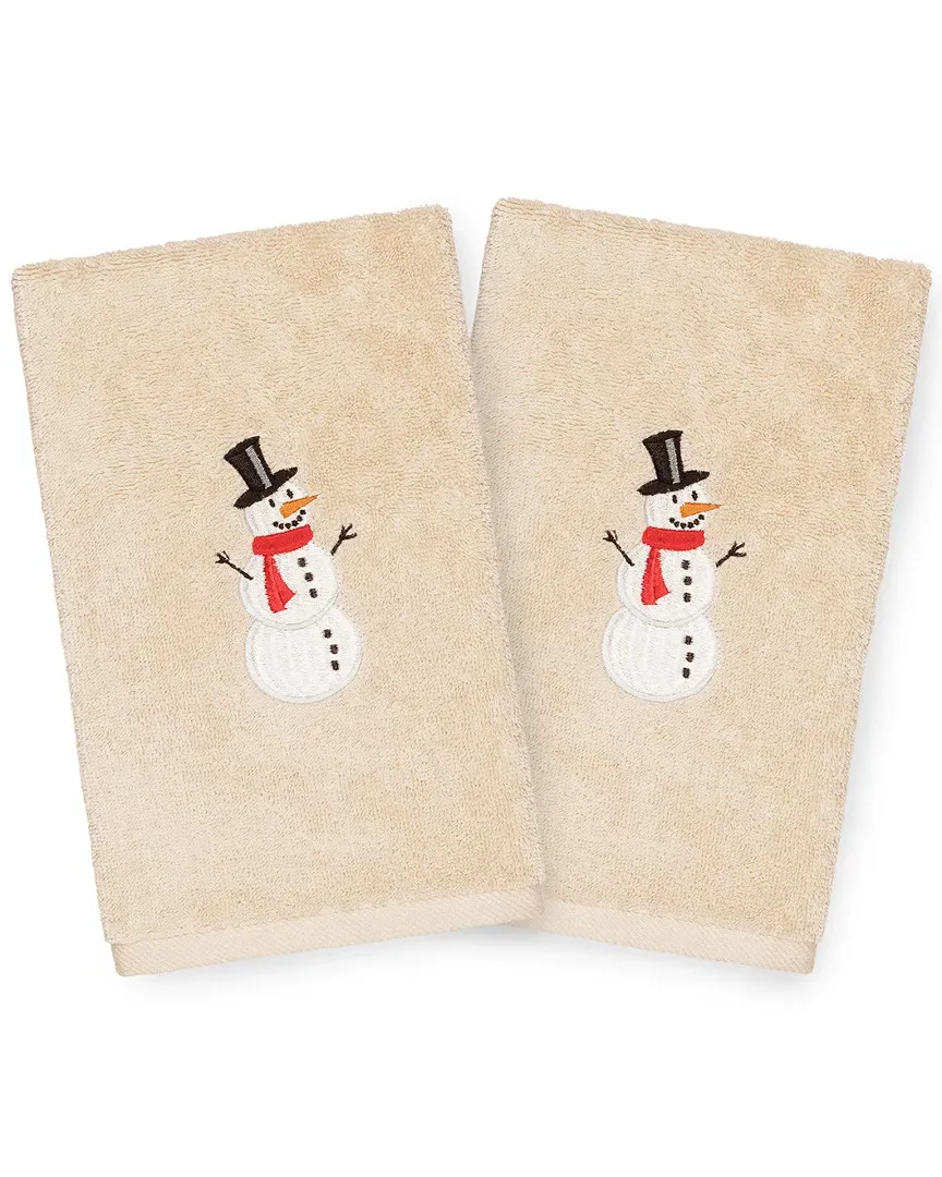 Linum Home Set of 2 Snowman Hand Towels - Sand image