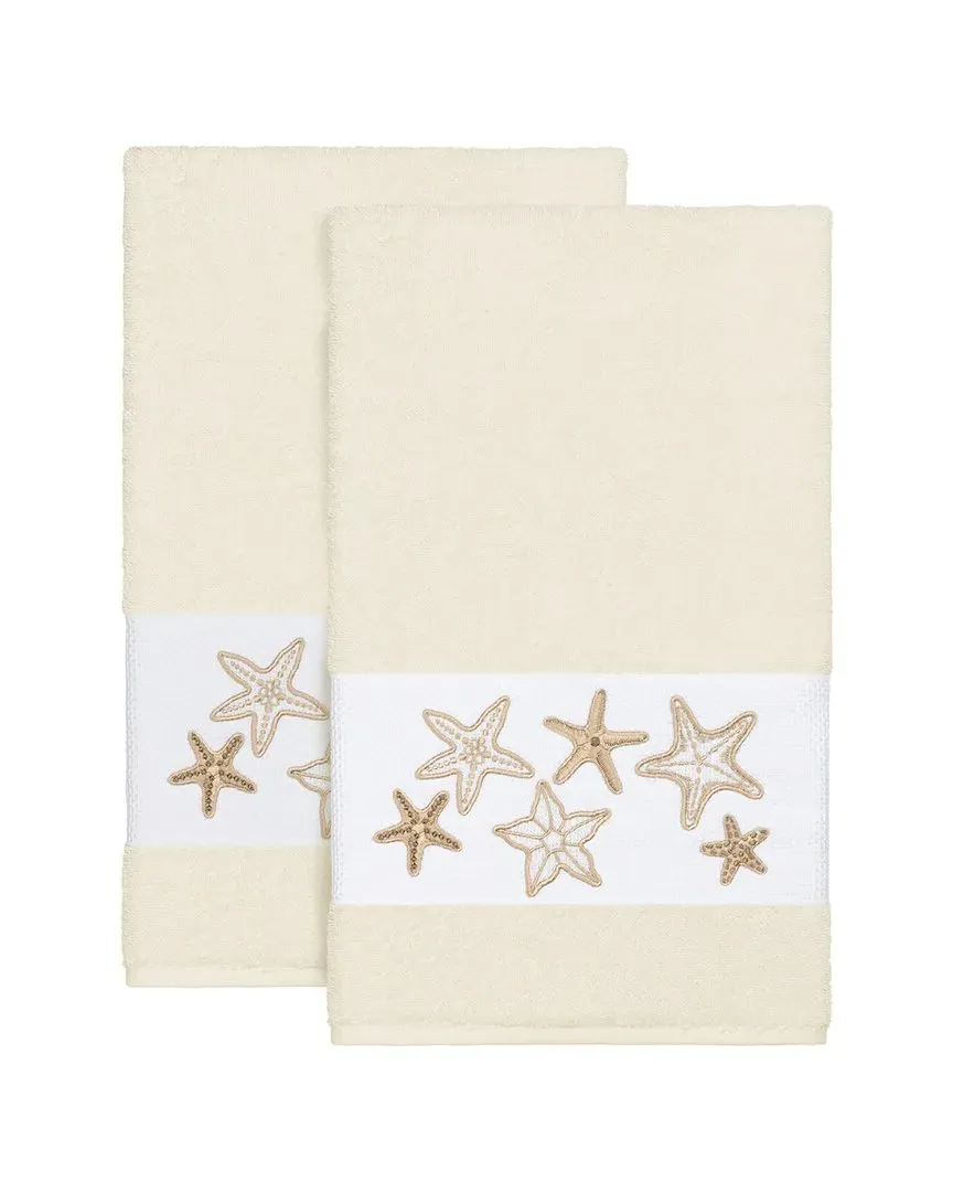 Lydia 2pc Embellished Bath Towel Set - Cream, Turkish Cotton