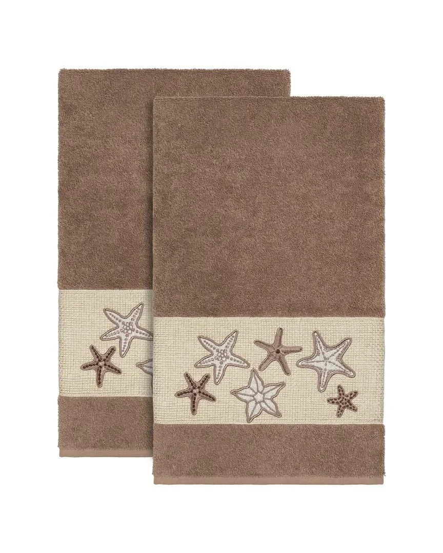 Lydia 2pc Embellished Bath Towel Set - Latte, Turkish Cotton