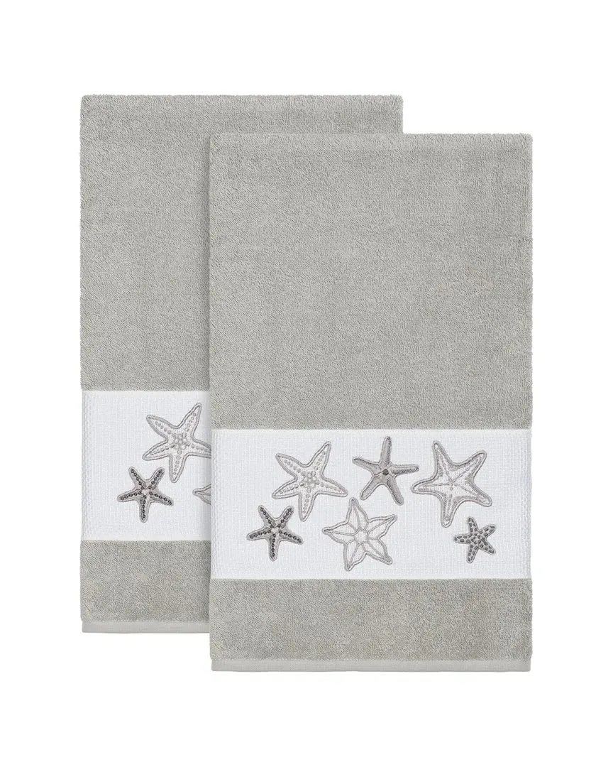Lydia 2pc Embellished Bath Towel Set - Light Grey, Turkish Cotton