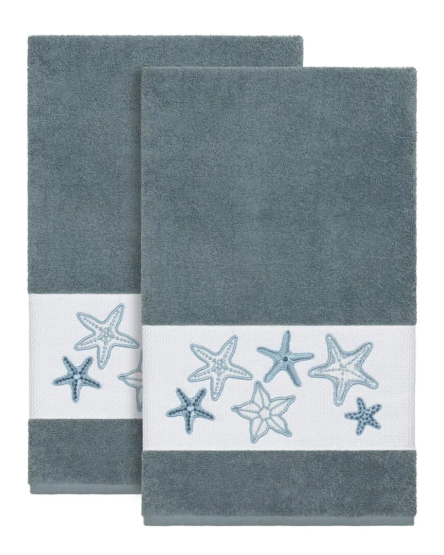 Lydia 2pc Embellished Bath Towel Set - Teal, Turkish Cotton