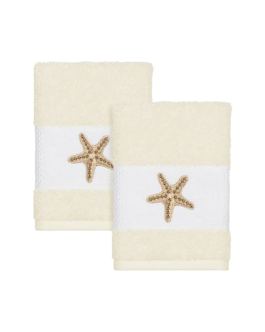 Lydia 2pc Embellished Washcloth Set - Cream, Turkish Cotton image