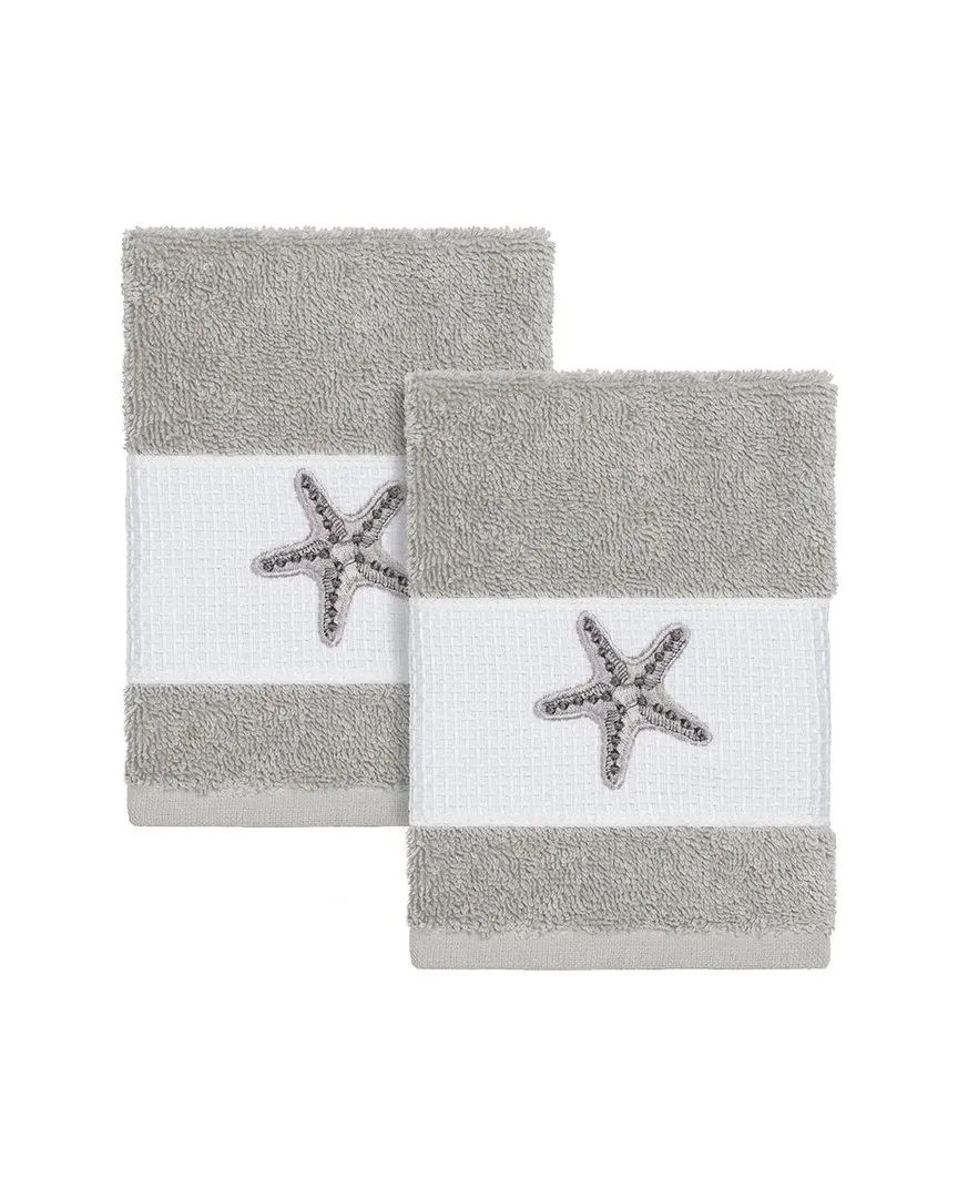 Lydia 2pc Embellished Washcloth Set - Grey, Turkish Cotton