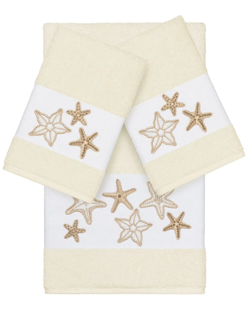 Lydia 3-Piece Embellished Towel Set - Cream, Turkish Cotton