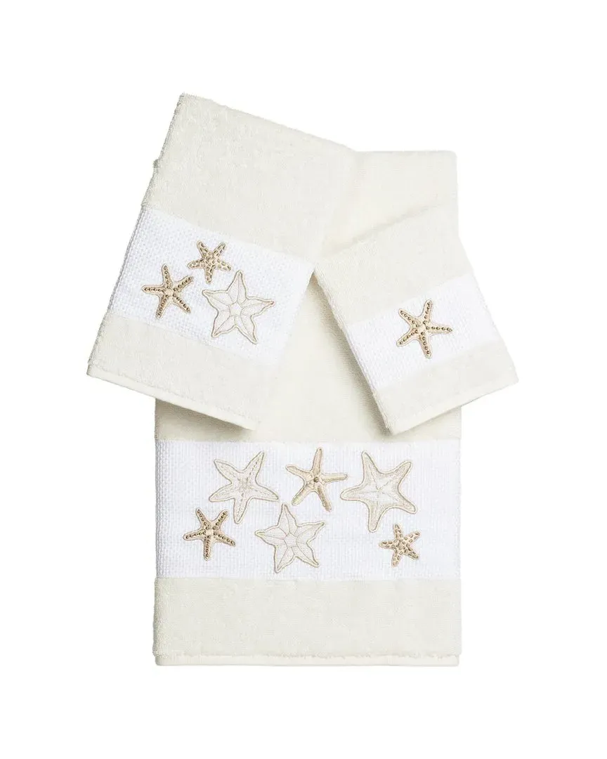 Lydia 3-Piece Embellished Towel Set - Cream, Turkish Cotton image