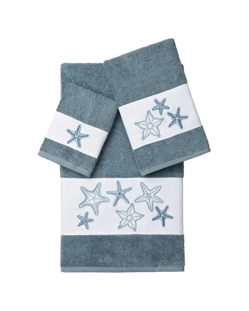 Lydia 3-Piece Embellished Towel Set - Teal, Turkish Cotton