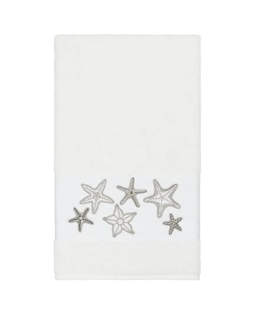 Lydia Embellished Bath Towel - White, Turkish Cotton