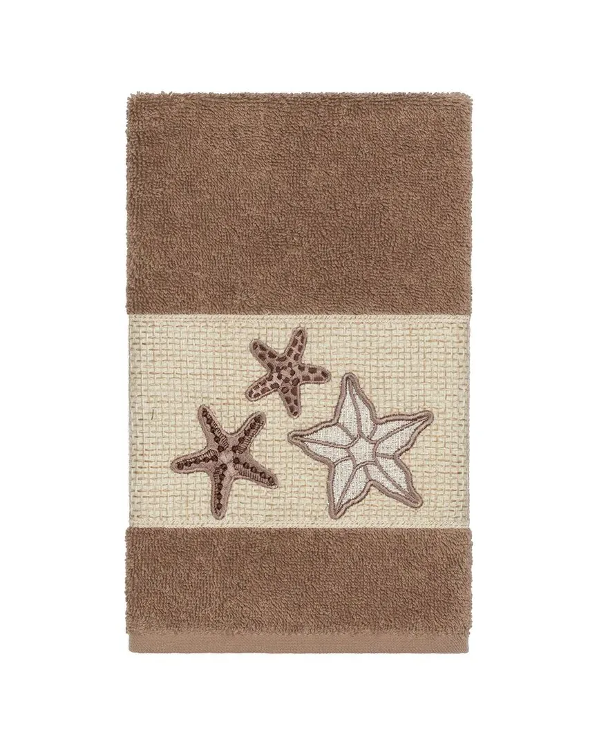 Lydia Embellished Hand Towel - Latte, Turkish Cotton