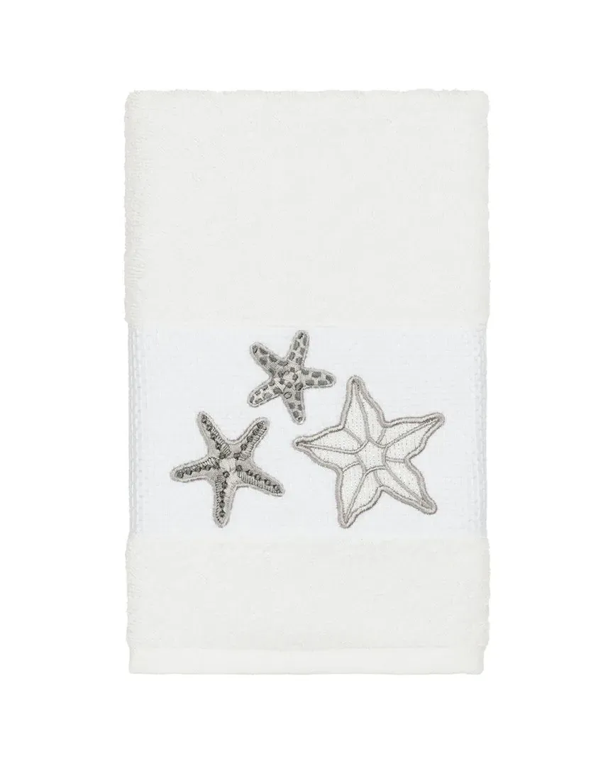 Lydia Embellished Hand Towel - White, Turkish Cotton