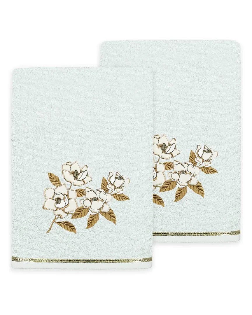 Maggie 2pc Bath Towel Set with Embroidered Design - Aqua, Turkish Cotton
