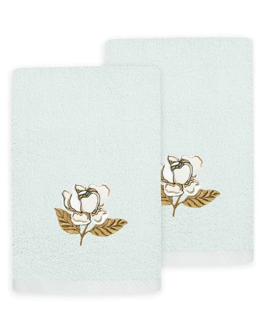 Maggie 2pc Embellished Fingertip Towel Set - Aqua, Turkish Cotton image