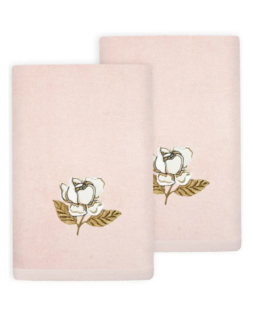 Maggie 2pc Embellished Fingertip Towel Set - Blush, Turkish Cotton