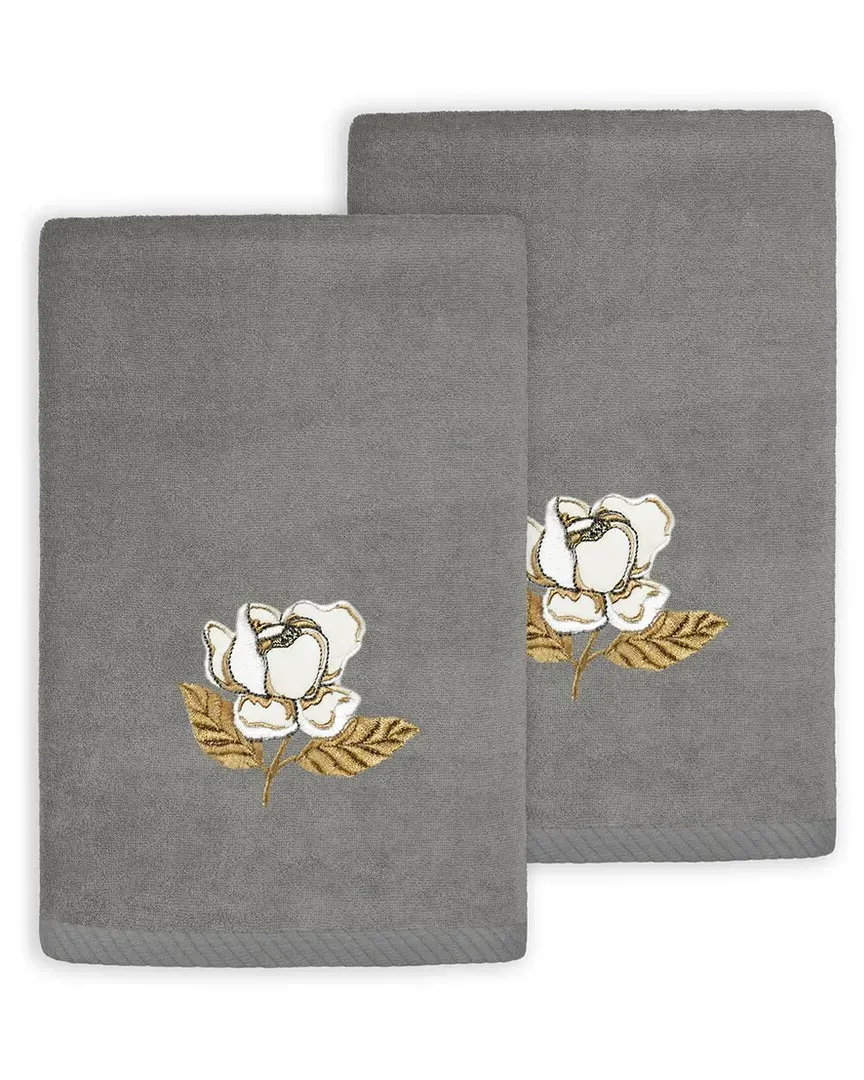 Maggie 2pc Embellished Fingertip Towel Set - Charcoal, Turkish Cotton