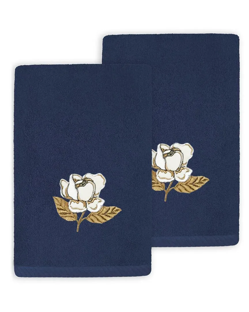 Maggie 2pc Embellished Fingertip Towel Set - Marine, Turkish Cotton