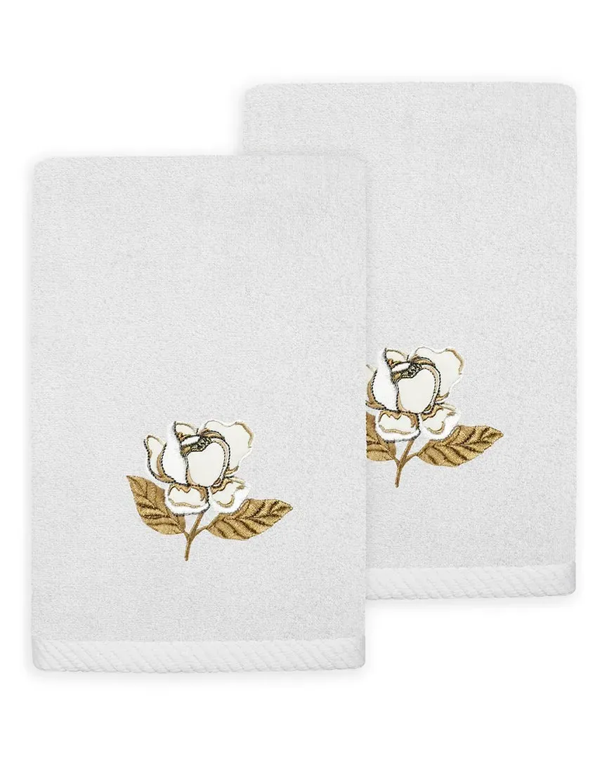 Maggie 2pc Embellished Fingertip Towel Set - Silver, Turkish Cotton