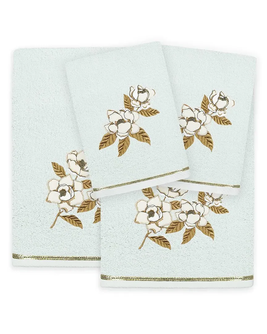 Maggie 4pc Embellished Towel Set - Aqua, Turkish Cotton image