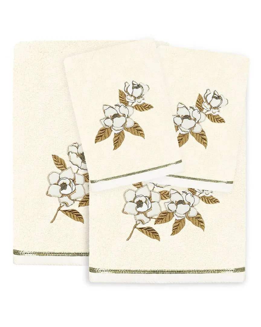 Maggie 4pc Embellished Towel Set - Beige, Turkish Cotton