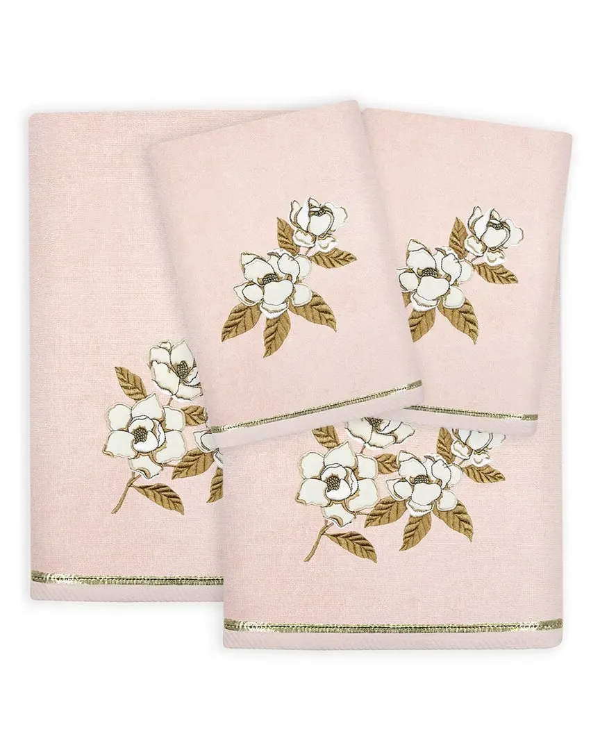 Maggie 4pc Embellished Towel Set - Blush, Turkish Cotton