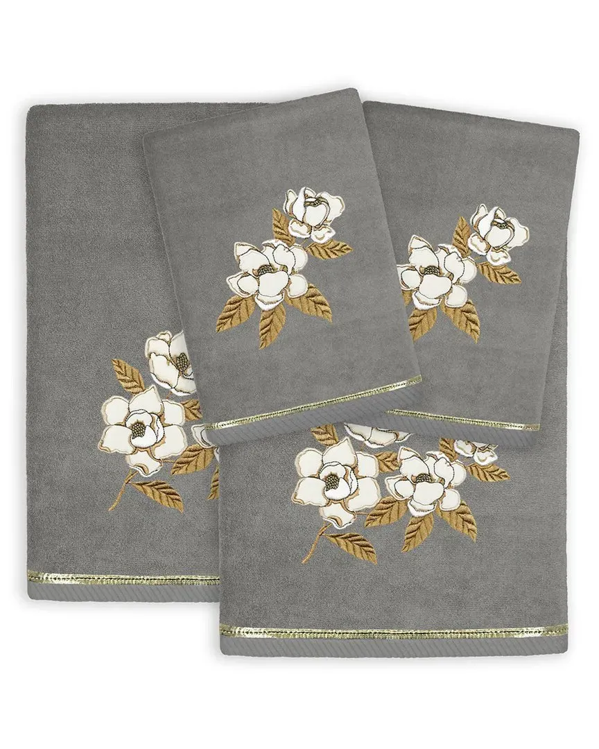 Maggie 4pc Embellished Towel Set - Charcoal, Turkish Cotton