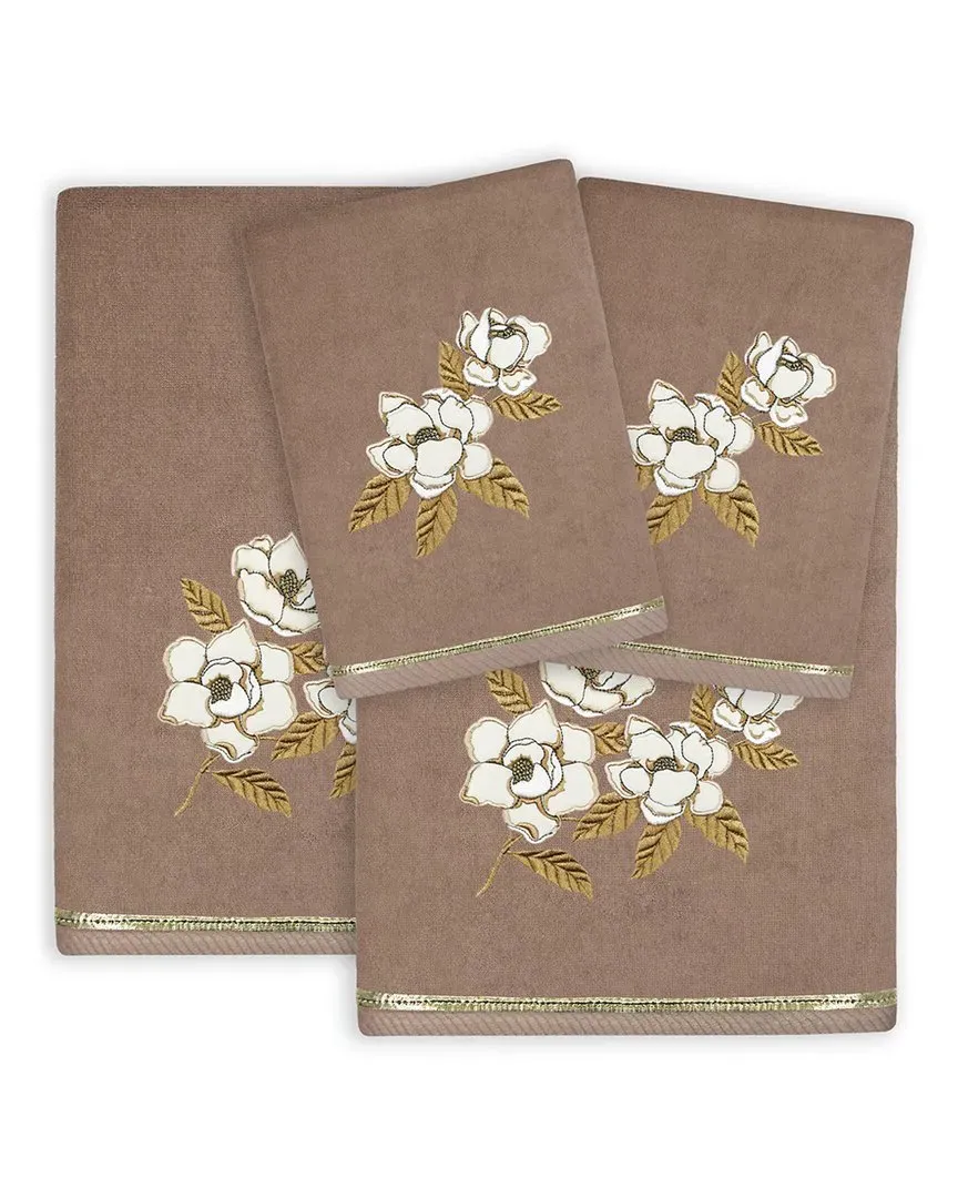 Maggie 4pc Embellished Towel Set - Cocoa, Turkish Cotton