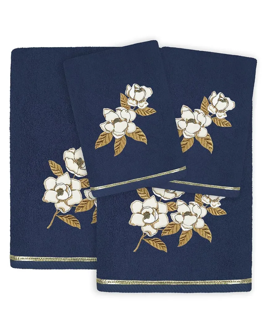 Maggie 4pc Embellished Towel Set - Marine, Turkish Cotton