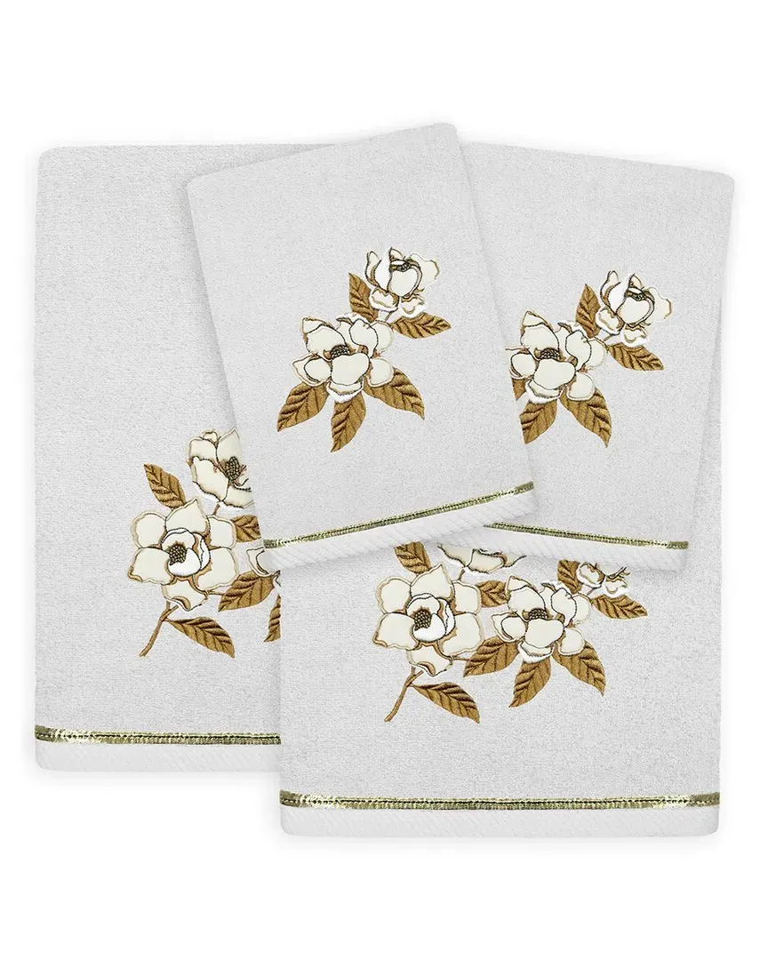 Maggie 4pc Embellished Towel Set - Silver, Turkish Cotton