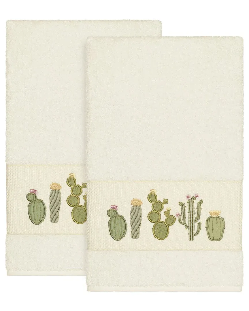 Mila 2pc Embellished Bath Towel Set - Cream, Turkish Cotton