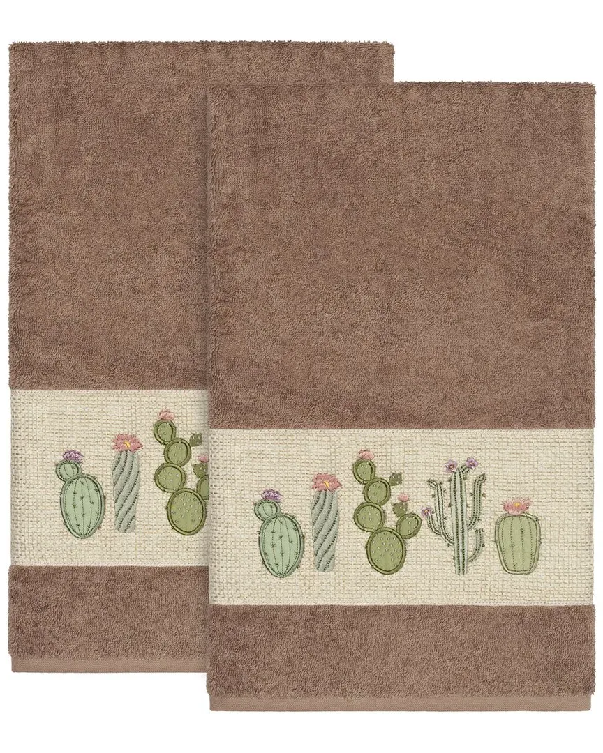 Mila 2pc Embellished Bath Towel Set - Latte, Turkish Cotton