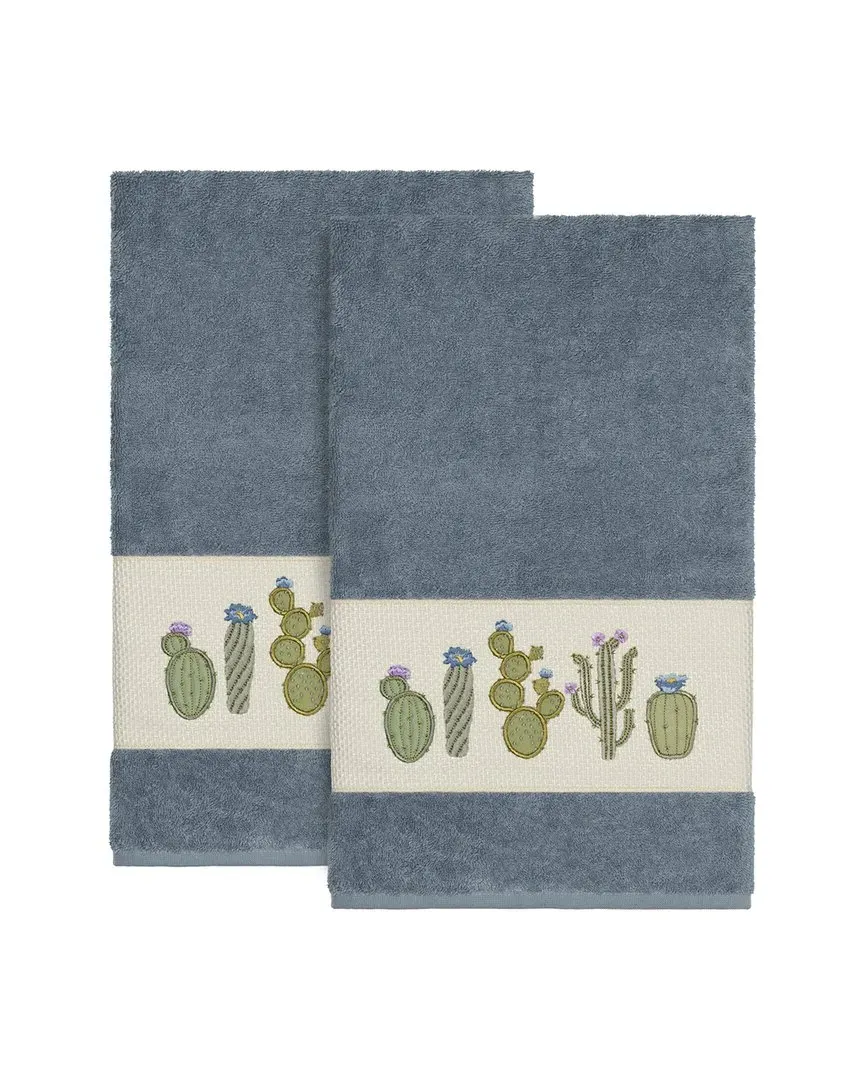 Mila 2pc Embellished Bath Towel Set - Teal, Turkish Cotton