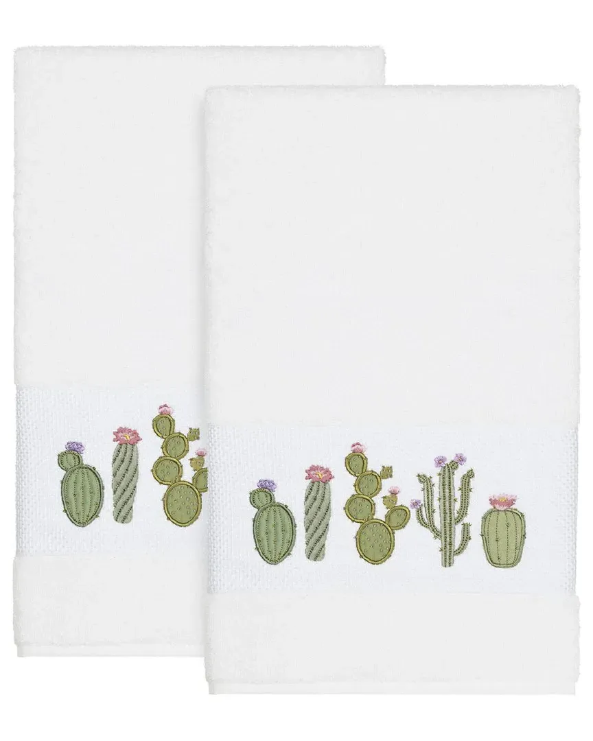 Mila 2pc Embellished Bath Towel Set - White, Turkish Cotton